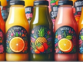 suco em uma prateleira de mercado